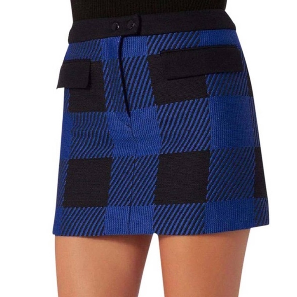 Rag & Bone Black/Blue Plaid Cybil Mini Skirt Sz 8